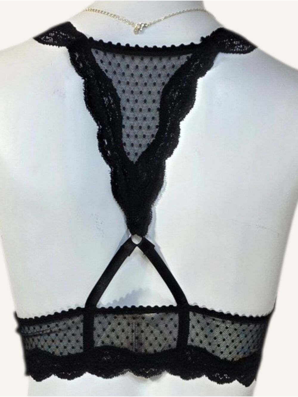 NWT Free People Black Combo Longline Mesh Lace Bralette XS Y2K Revival - Picture 4 of 8